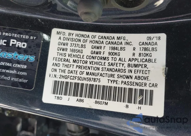 2HGFC2F50JH597875: 42075352