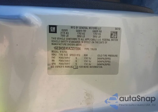 1GCSKSEA6AZ231594: 42076791