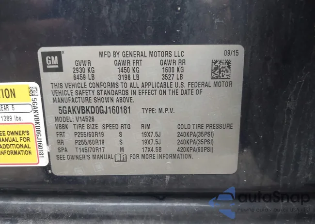 5GAKVBKD0GJ160181: 42077013