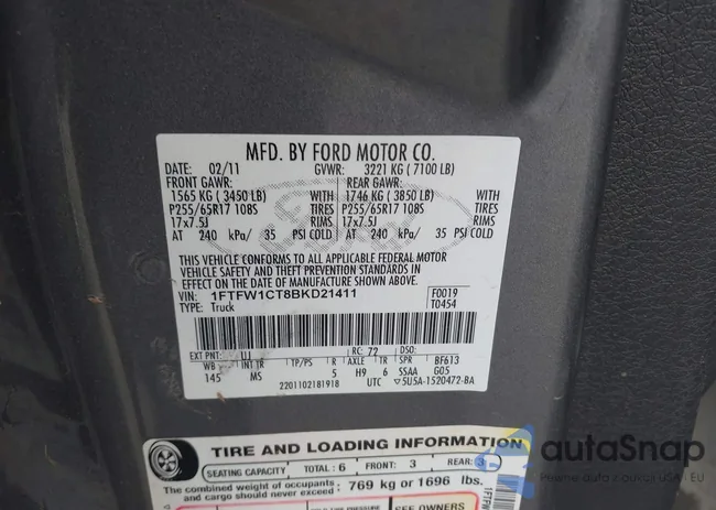 1FTFW1CT8BKD21411: 42077959