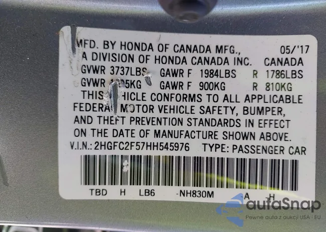 2HGFC2F57HH545976: 42077362