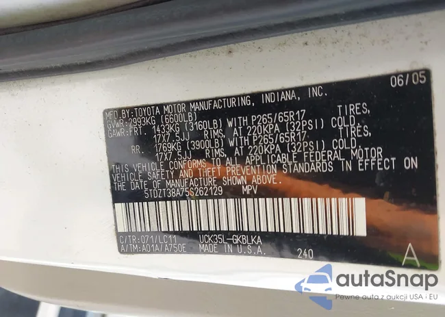 5TDZT38A75S262129: 42077446