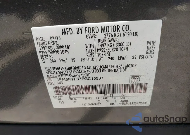 1FM5K7F87FGC15537: 42077533