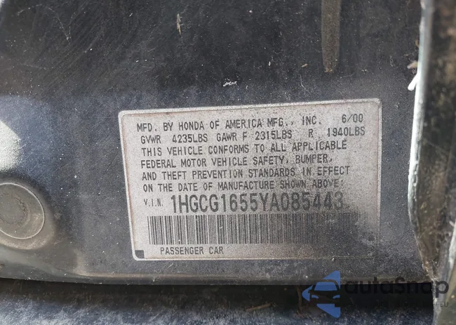 1HGCG1655YA085443: 42078417