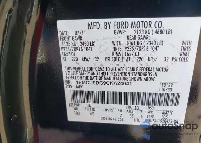 1FMCU9DG9CKA24041: 42079793