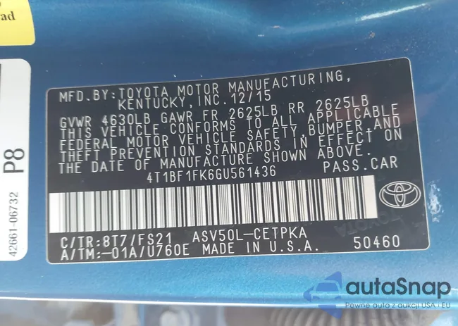 4T1BF1FK6GU561436: 42081048