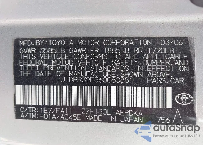 JTDBR32E360080881: 42081137