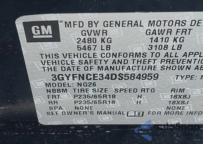 3GYFNCE34DS584959: 42080339