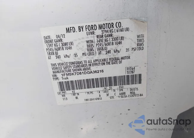 1FM5K7D81DGA36216: 42080366