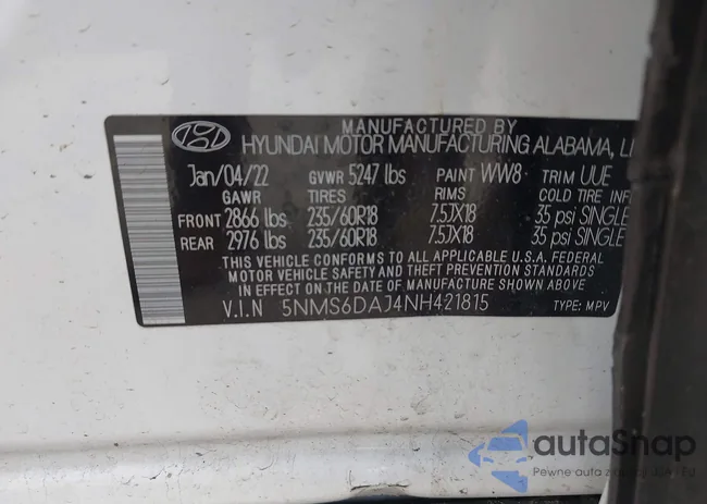 5NMS6DAJ4NH421815: 42081835