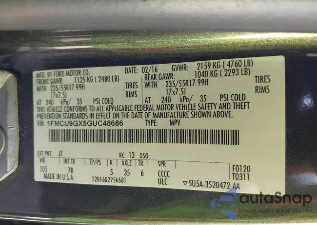 1FMCU9GX5GUC48686: 42081996