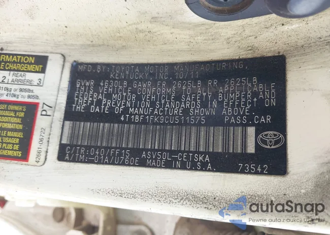 4T1BF1FK9CU511575: 42081401