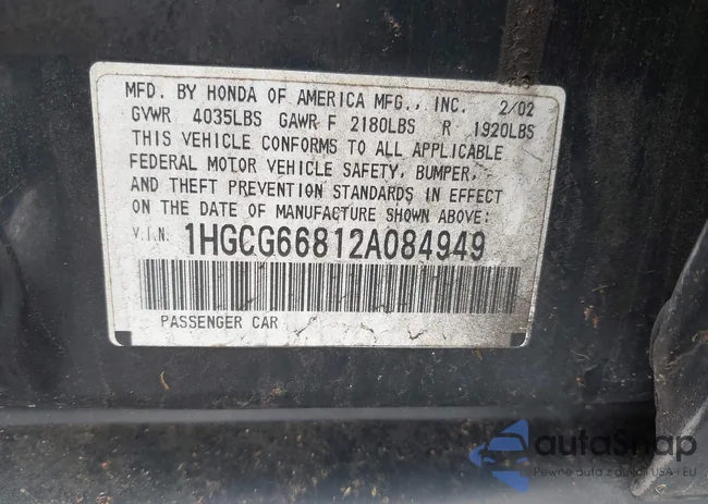 1HGCG66812A084949: 42081536