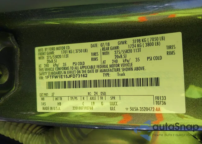 1FTFW1E15JFD73162: 42082755