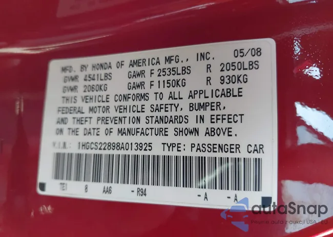 1HGCS22898A013925: 42084009