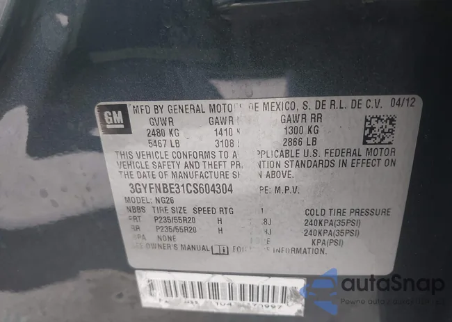 3GYFNBE31CS604304: 42084828