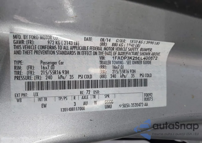 1FADP3K25EL400872: 42085212