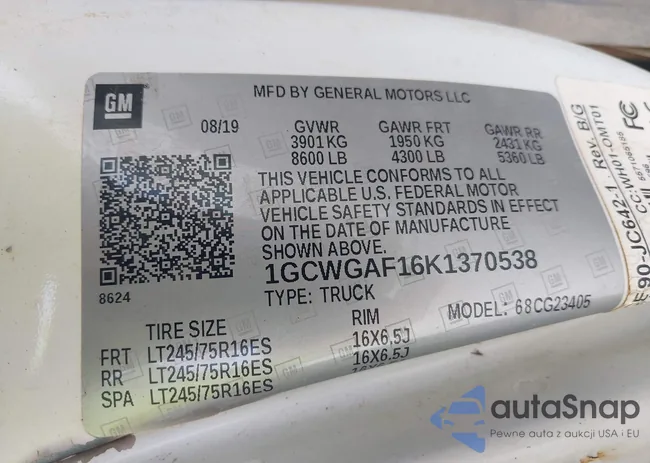 1GCWGAF16K1370538: 42084619