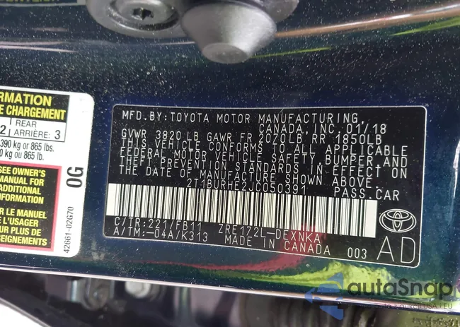 2T1BURHE2JC050391: 42085331
