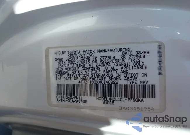 4T3ZF13CXXU140922: 42086940