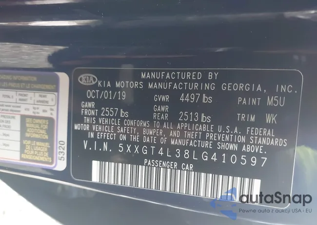 5XXGT4L38LG410597: 42087095