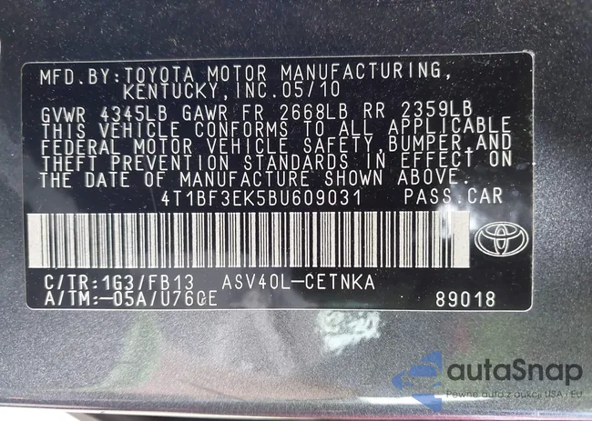 4T1BF3EK5BU609031: 42087228