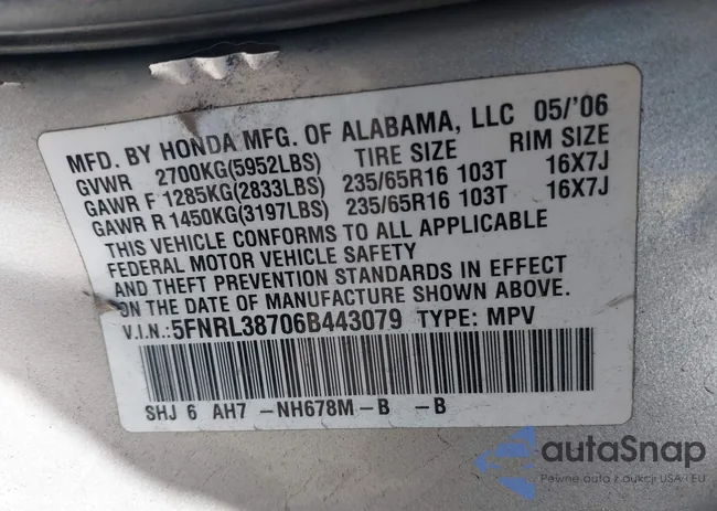 5FNRL38706B443079: 42086553