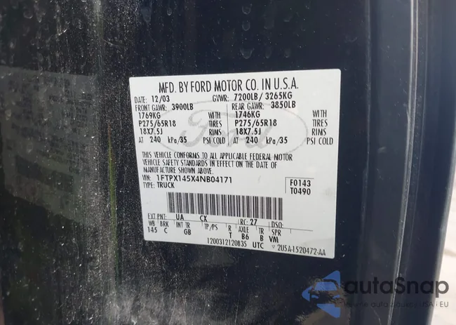 1FTPX145X4NB04171: 42086630