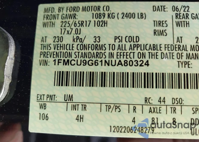 1FMCU9G61NUA80324: 42090190