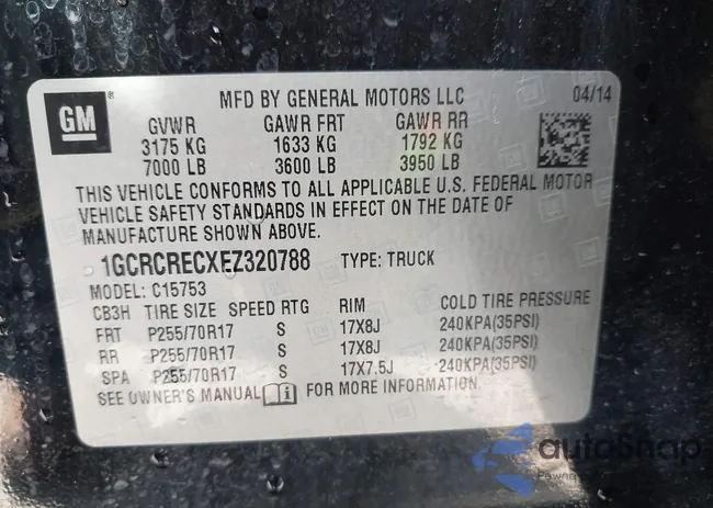 1GCRCRECXEZ320788: 42090701