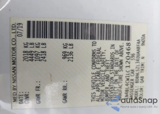 1N4BL4CW1LC120468: 42090827