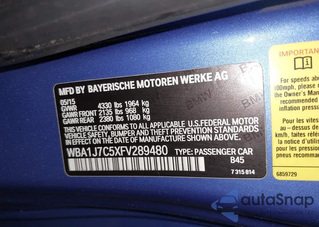 WBA1J7C5XFV289480: 42090847