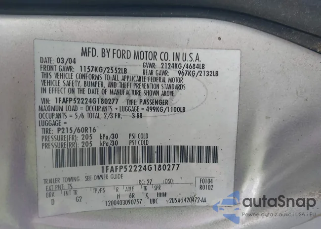 1FAFP52224G180277: 42091016