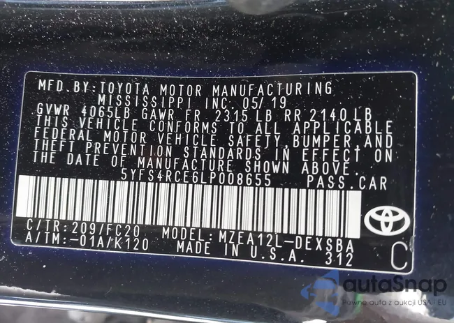 5YFS4RCE6LP008655: 42091145