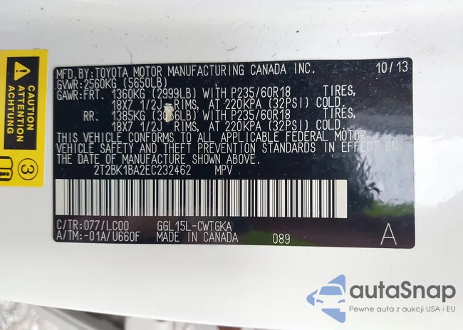 2T2BK1BA2EC232462: 42091176