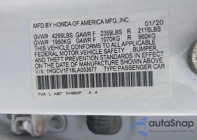 1HGCV1F18LA053677: 42091793