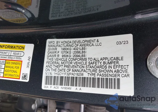 1HGCY1F32PA018258: 42092050