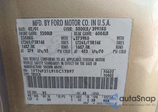 1FTNF21L91EC17897: 42091270