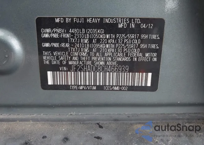 JF2SHADC8CH466939: 42092652