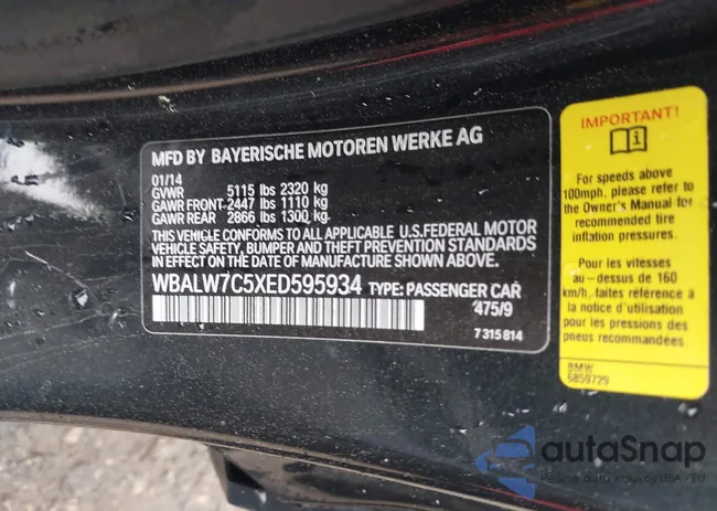 WBALW7C5XED595934: 42092380