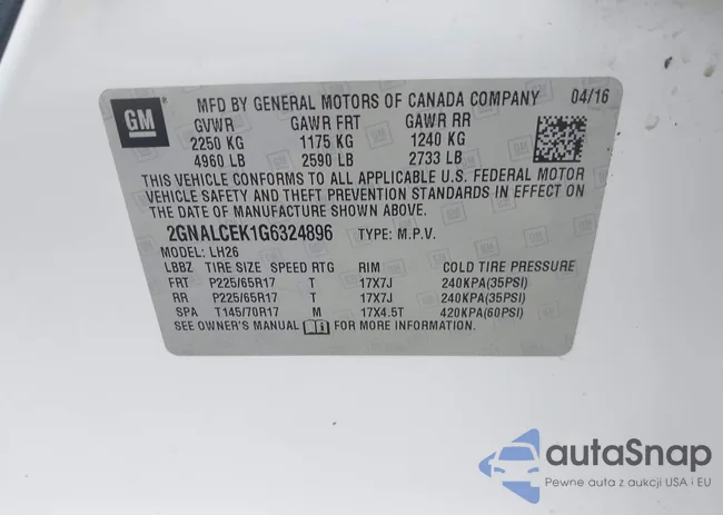 2GNALCEK1G6324896: 42092609