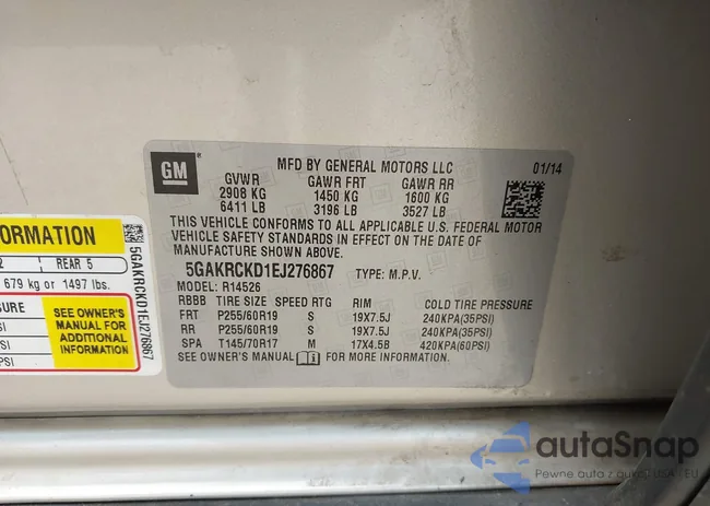 5GAKRCKD1EJ276867: 42093819