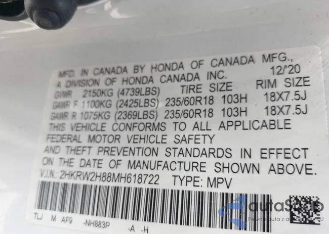 2HKRW2H88MH618722: 42093949