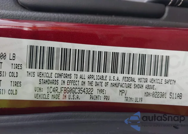 1C4RJFBG0GC354322: 42095103