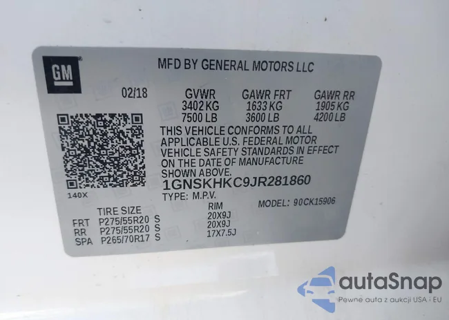 1GNSKHKC9JR281860: 42095234