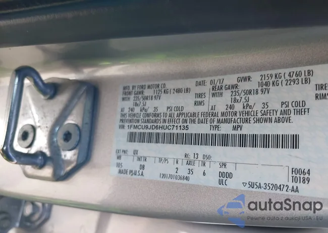 1FMCU9JD6HUC71135: 42094422