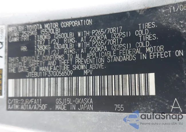 JTEBU11F370056509: 42095741