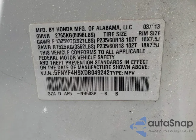 5FNYF4H9XDB049242: 42095996