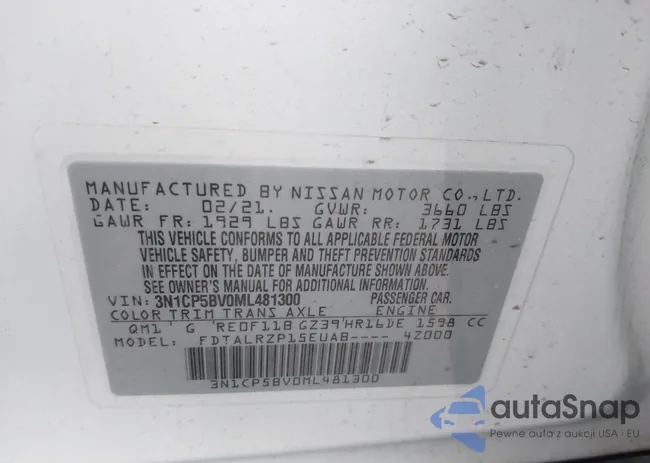 3N1CP5BV0ML481300: 42096119