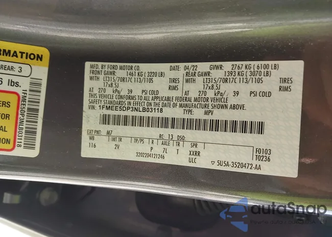 1FMEE5DP3NLB03118: 42096181